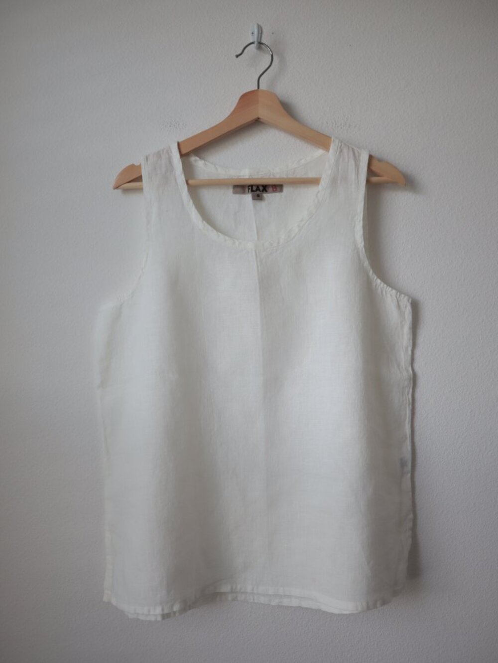FLAX White Linen Sleeveless Top | S